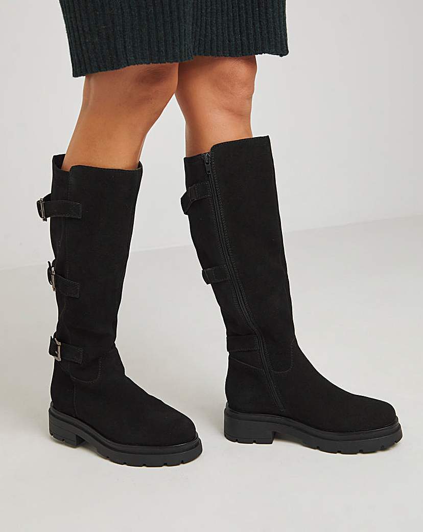 Multi Buckle Chunky Knee Boots Wide SC
