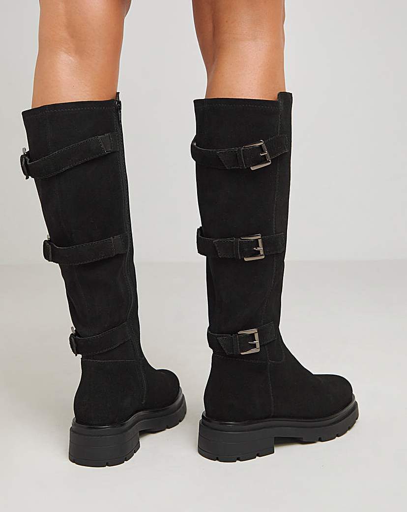 Multi Buckle Chunky Knee Boots Wide SC