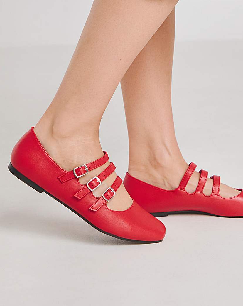 Multi Strap Mary Jane Ballerina Wide