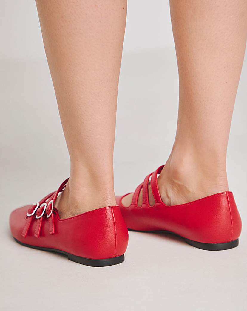Multi Strap Mary Jane Ballerina Wide