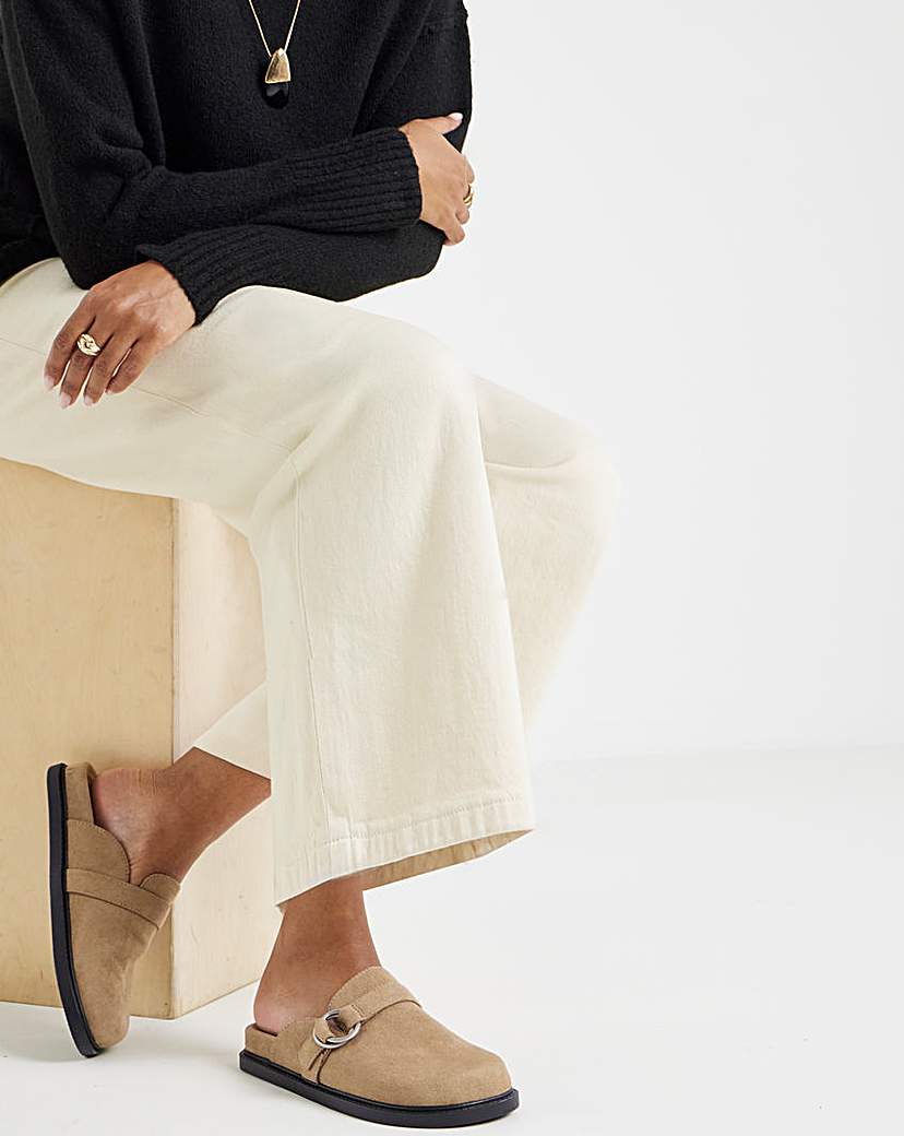 Buckle Flat Mule Extra Wide