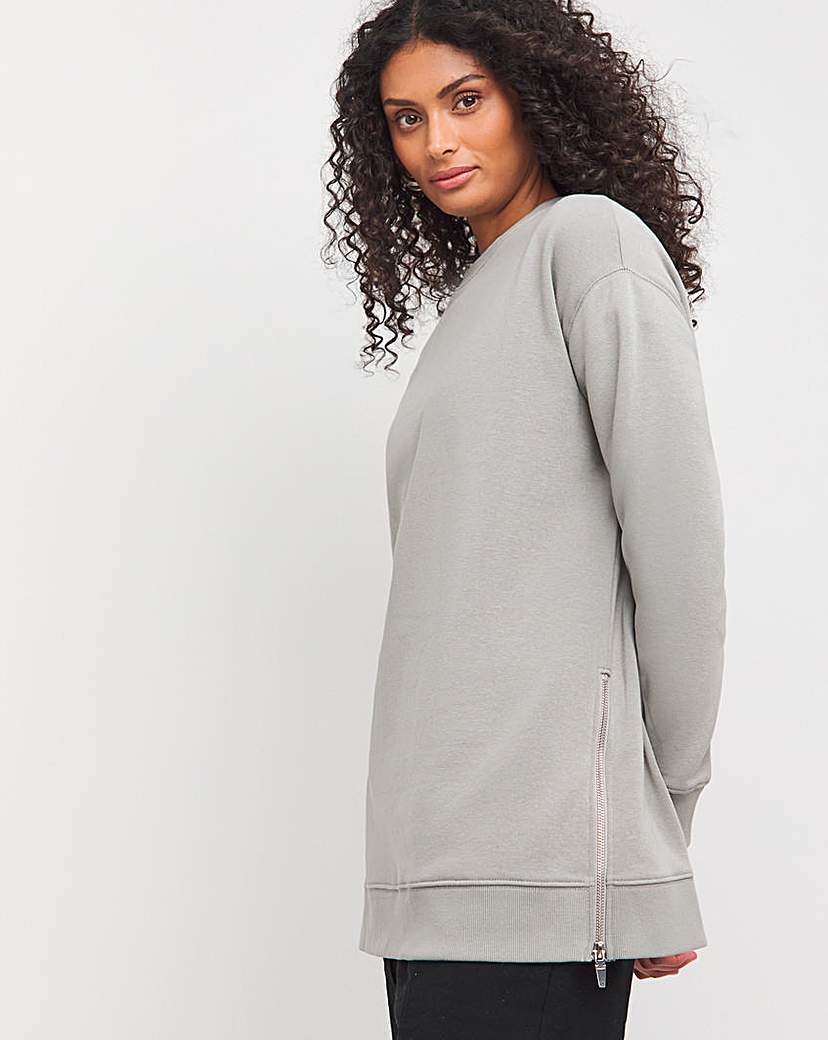 Side Zip Longline Sweatshirt