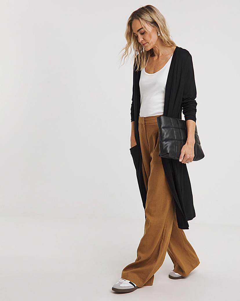 Longline Jersey Pocket Cardigan