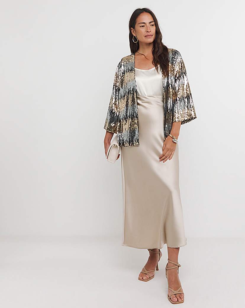 Sequin Ombre Zig Zag Kimono