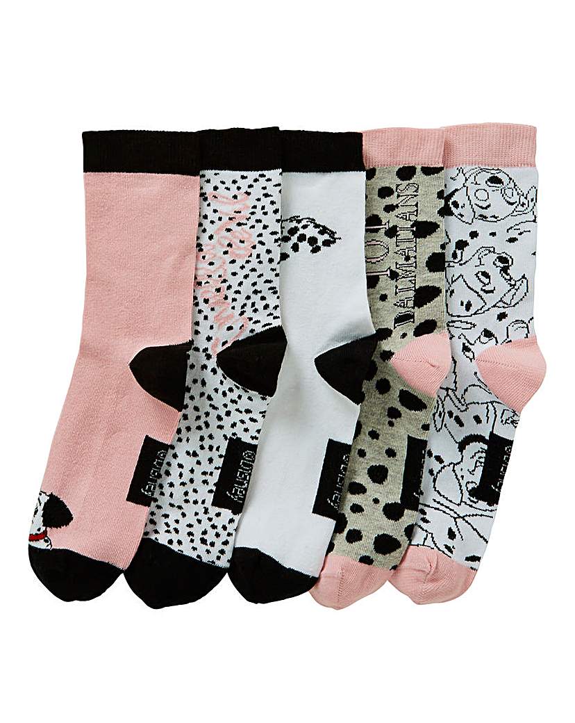 Image of 5 Pack Cruella Devil Cotton Rich Socks