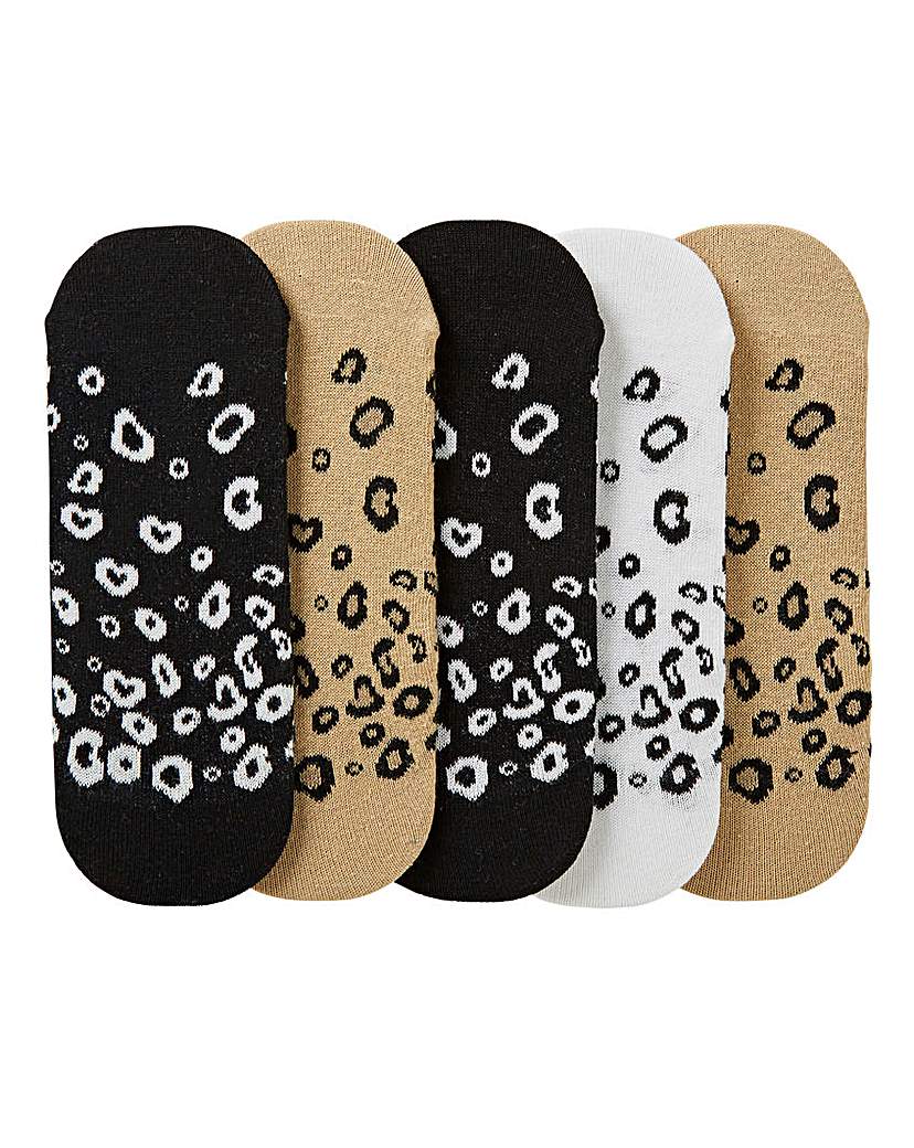 Image of 5 Pack Leopard Print Footsie Socks