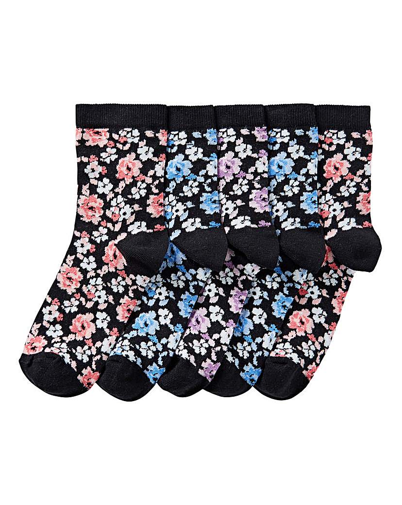 Image of 5 Pack Floral Ankle Socks