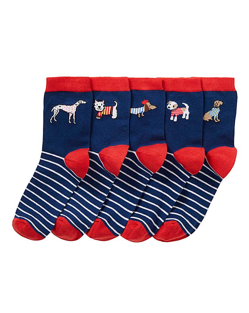 Image of 5 Pack Dog Ankle Socks-Wide Fit