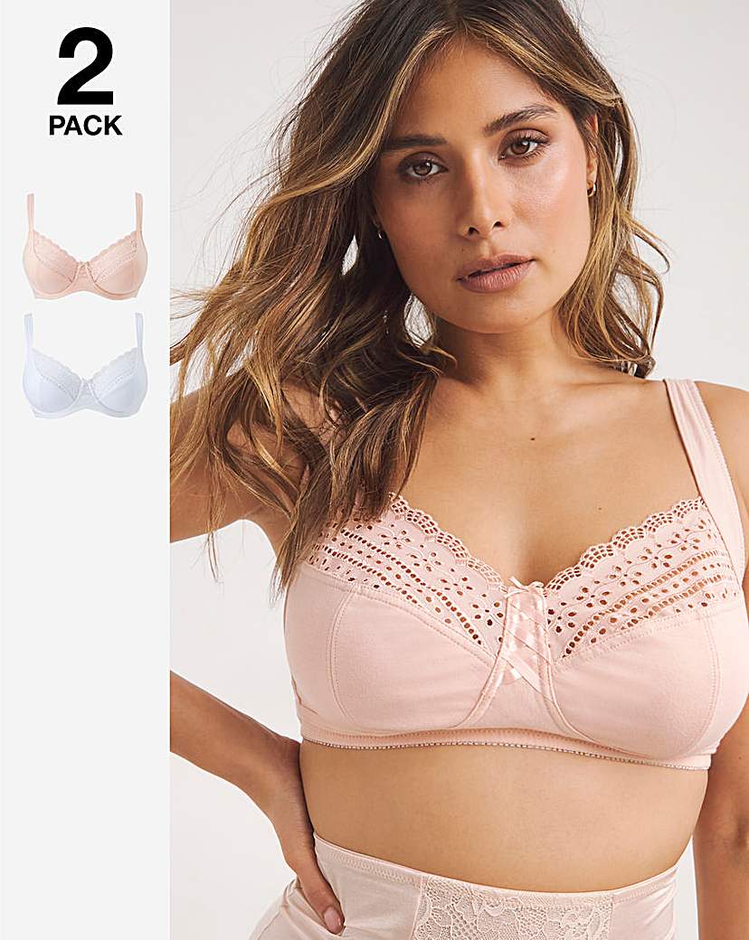 2 Pack Blush/White Jane Non Wired Bras