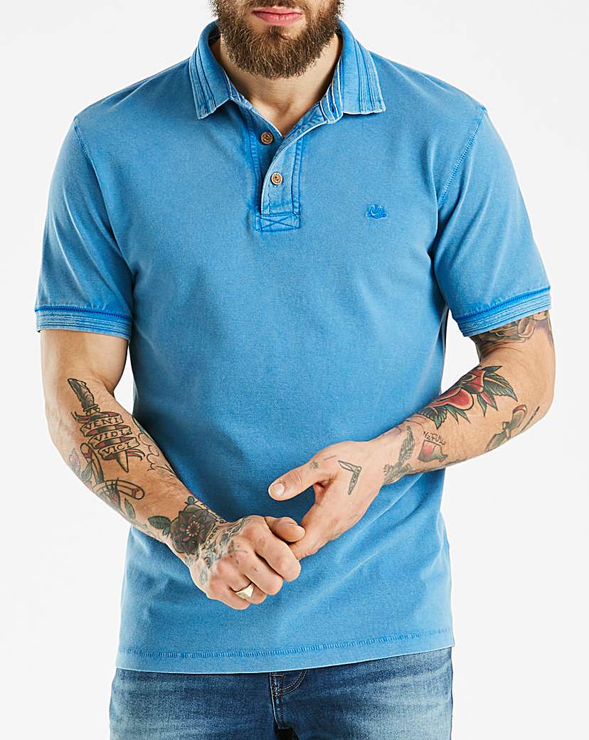 Mantaray Blue Pique Garment Dye Polo