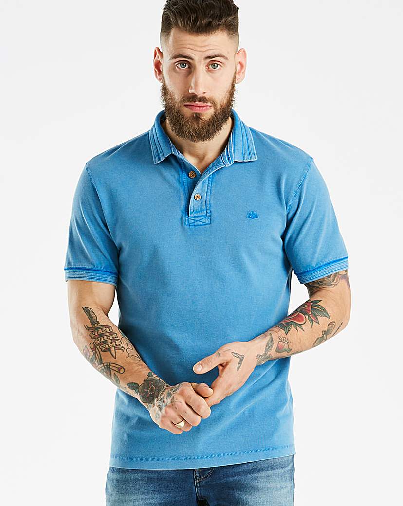 Image of Mantaray Blue Pique Garment Dye Polo