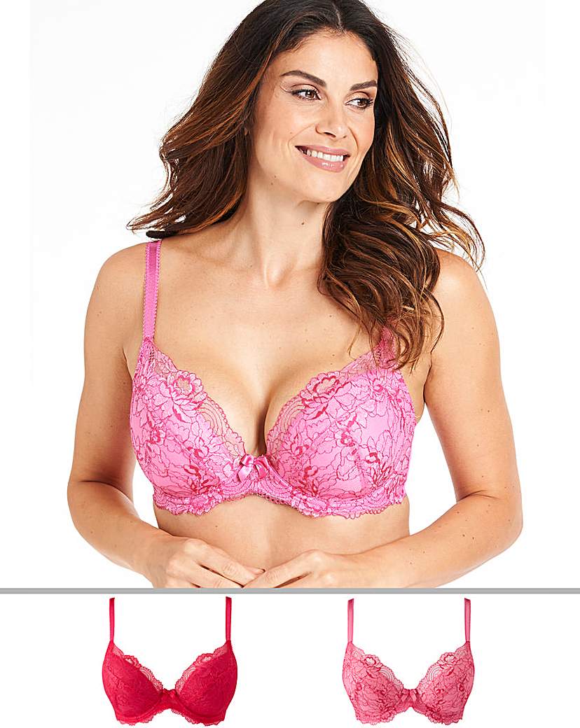 Image of 2Pack Ella Lace Plunge Pink Multi Bras