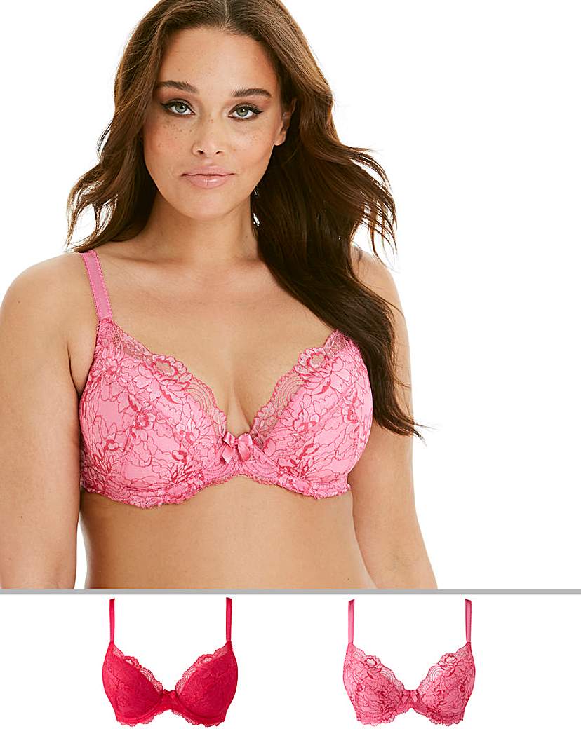 Image of 2Pack Ella Lace Plunge Pink Multi Bras