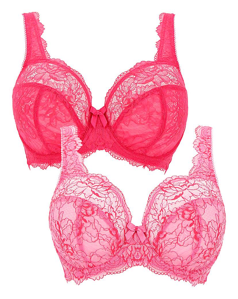 Image of 2Pack Ella Lace Full Cup Pink Multi Bra