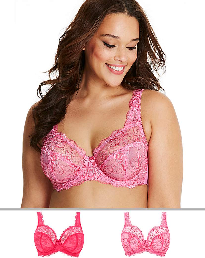 Image of 2Pack Ella Lace Full Cup Pink Multi Bra