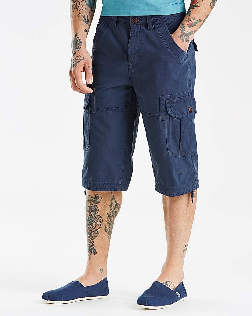 Mantaray Navy 3/4 Slub Crop Shorts