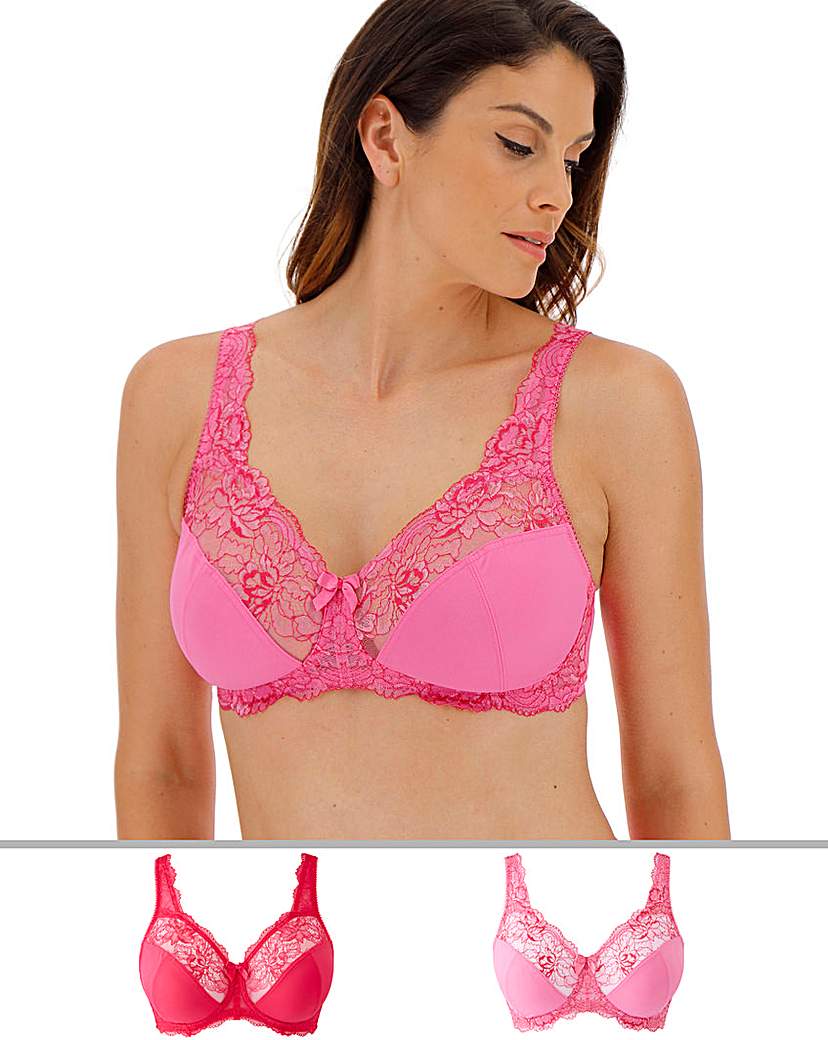 Image of 2Pack Ella Lace NonWired Pink Multi Bra