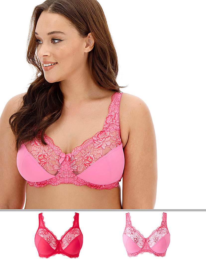 Image of 2Pack Ella Lace NonWired Pink Multi Bra