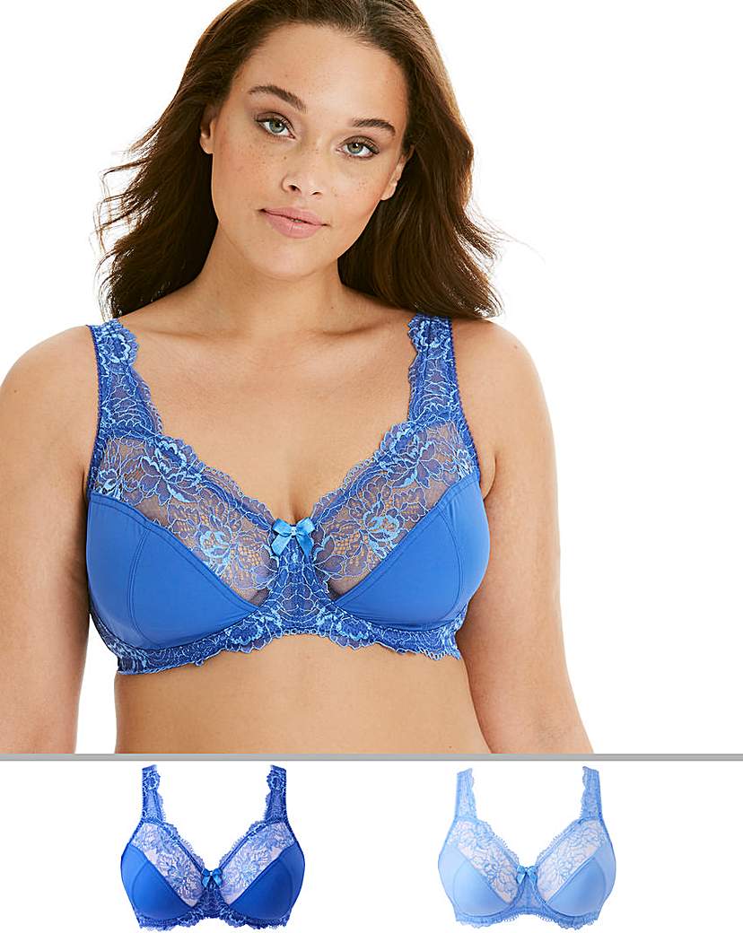 Image of 2Pack Ella Lace NonWired Blue Multi Bra