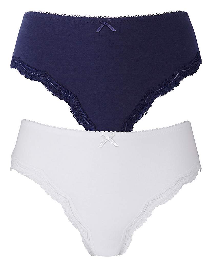 Image of 2 Pack Sophie Cotton Navy/White Briefs