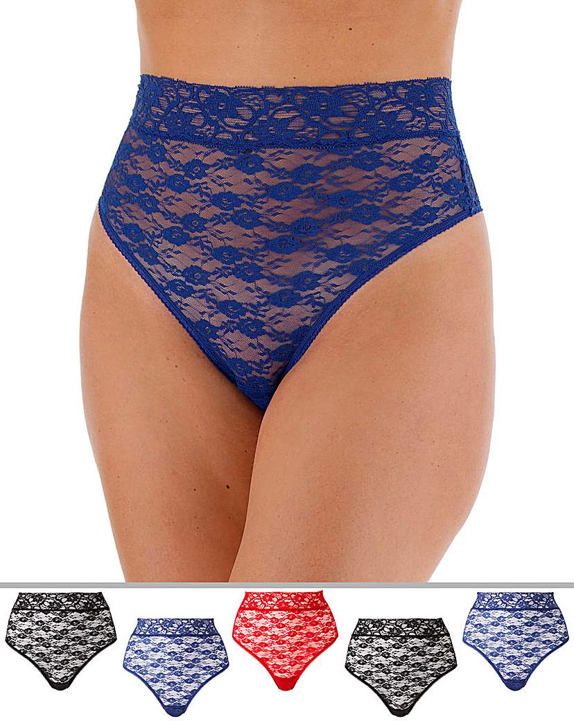 Image of 5 Pack Deep Lace Thongs