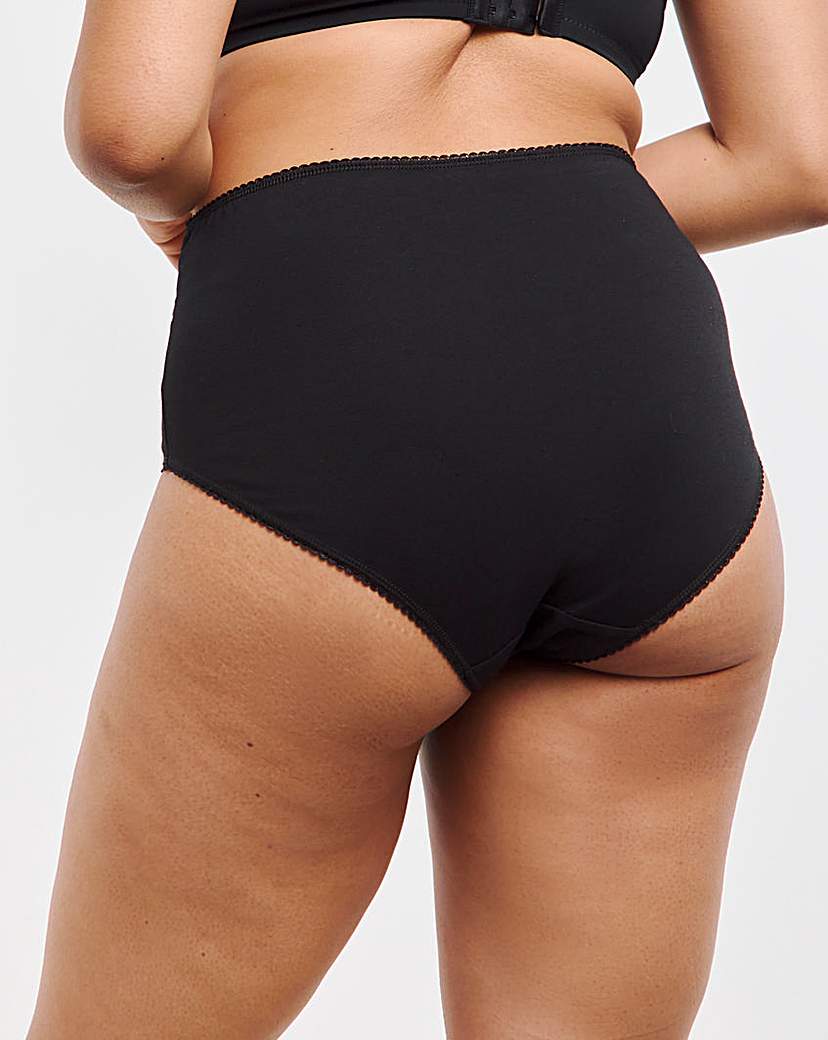 5 Pack Black Lace Top Full Fit Briefs