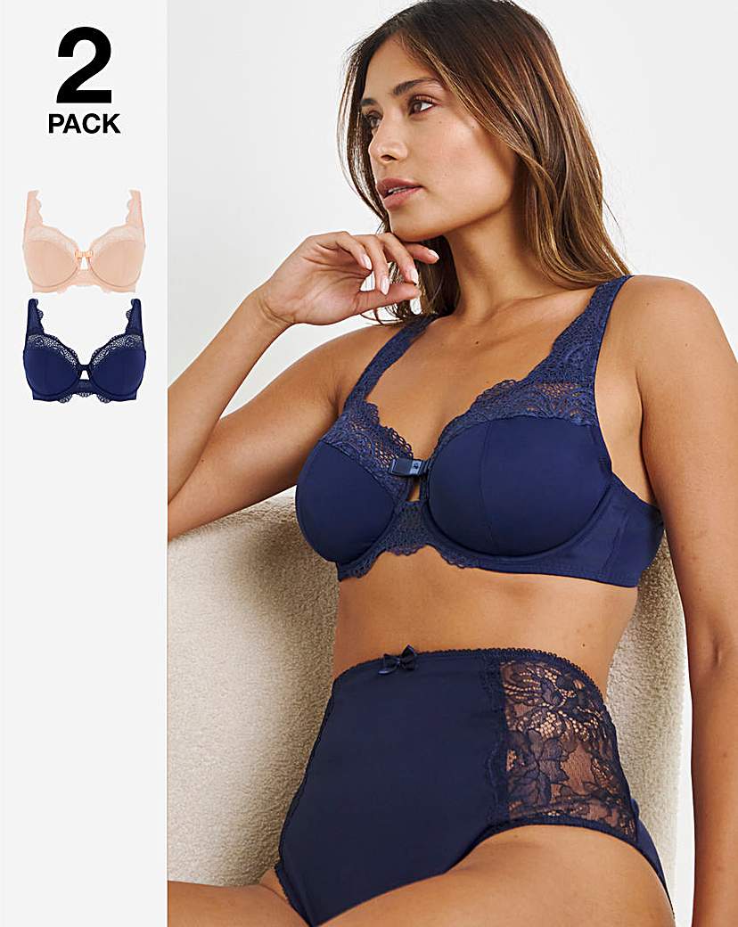 2 Pack Lottie Lace Navy/Blush Bras