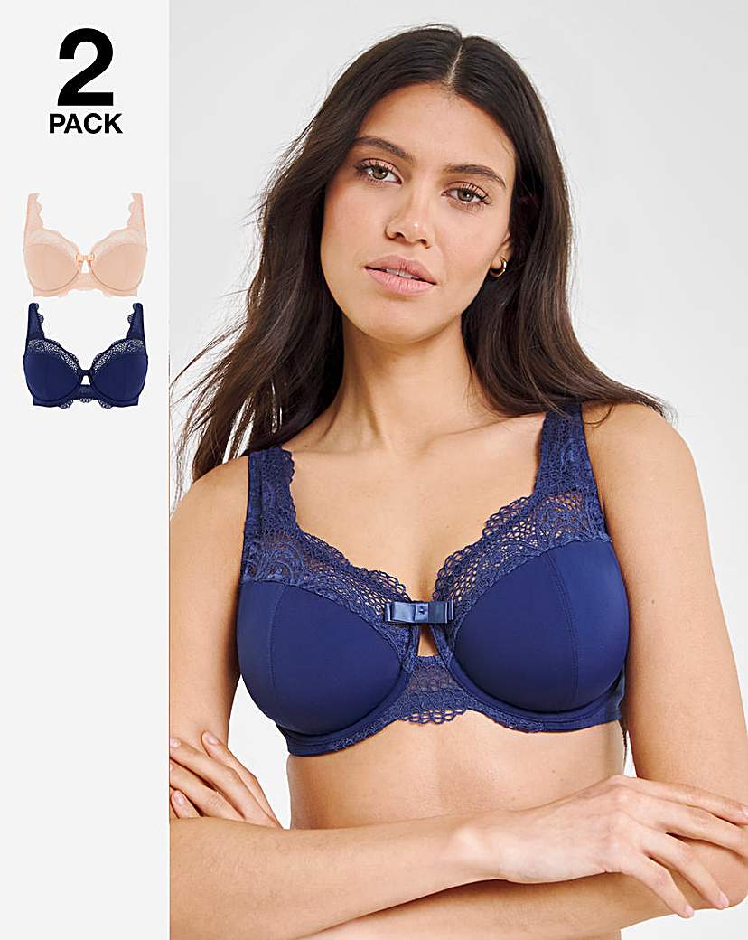 2 Pack Lottie Lace Navy/Blush Bras