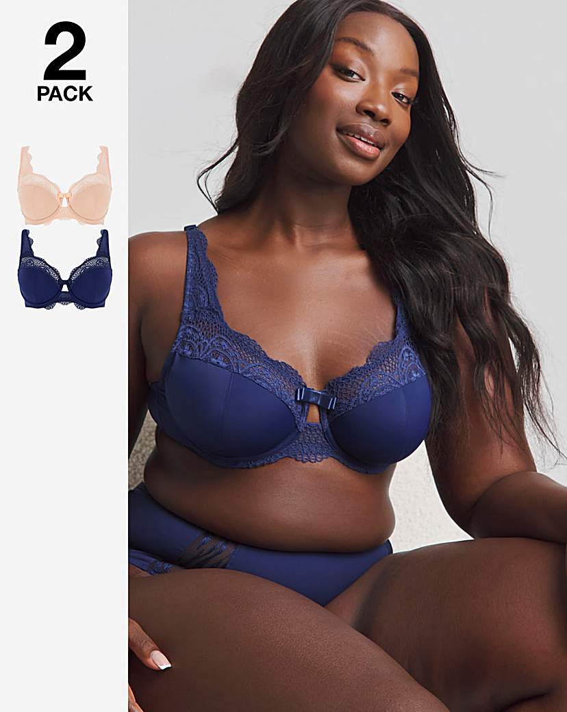 Pretty Secrets 2 Pack Lottie Bras In Navy/blush | UK Size 38B Women's