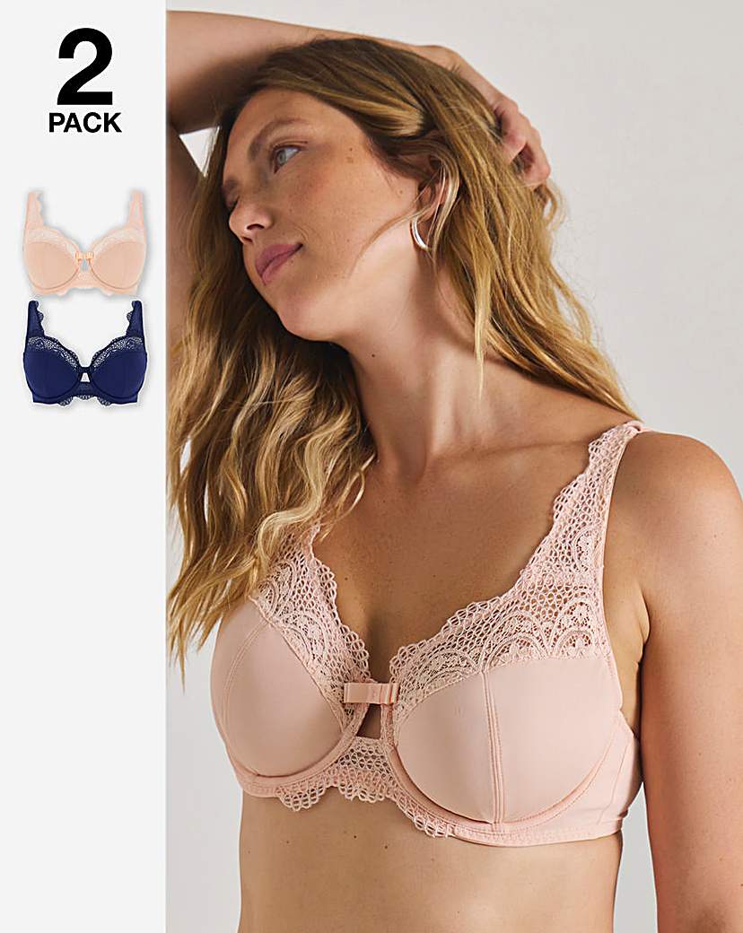 2 Pack Lottie Lace Navy/Blush Bras