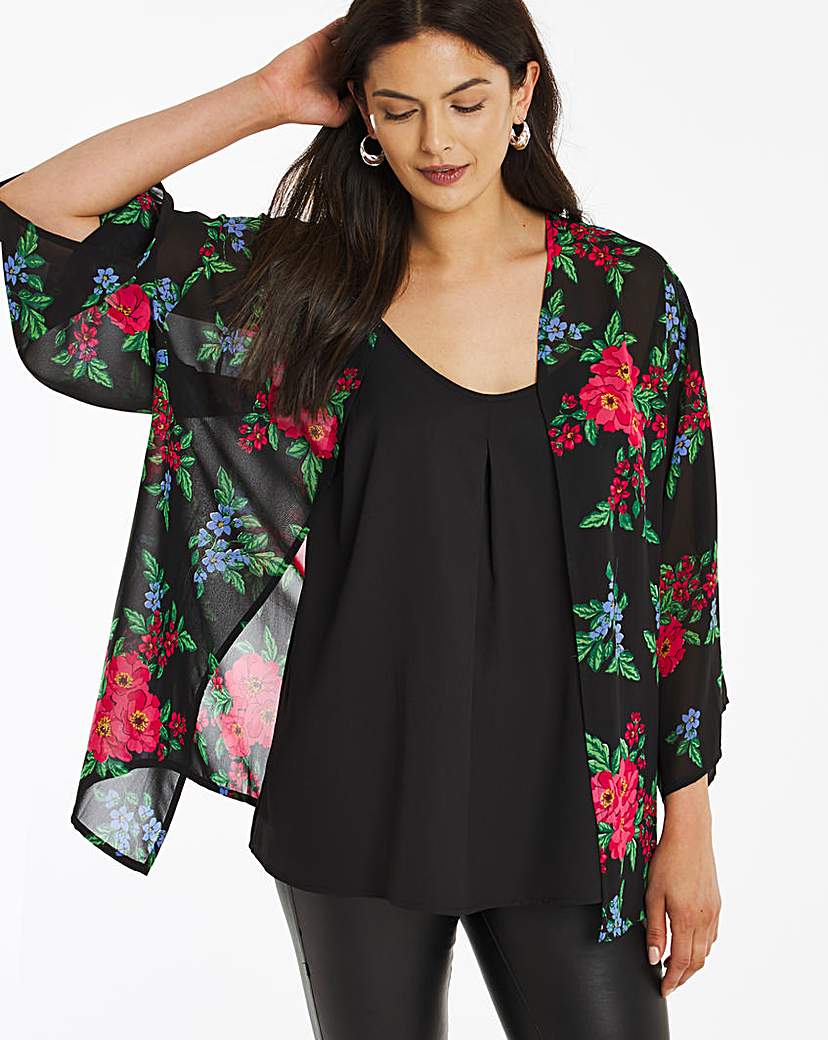 Image of Floral Print Cami & Kimono Set