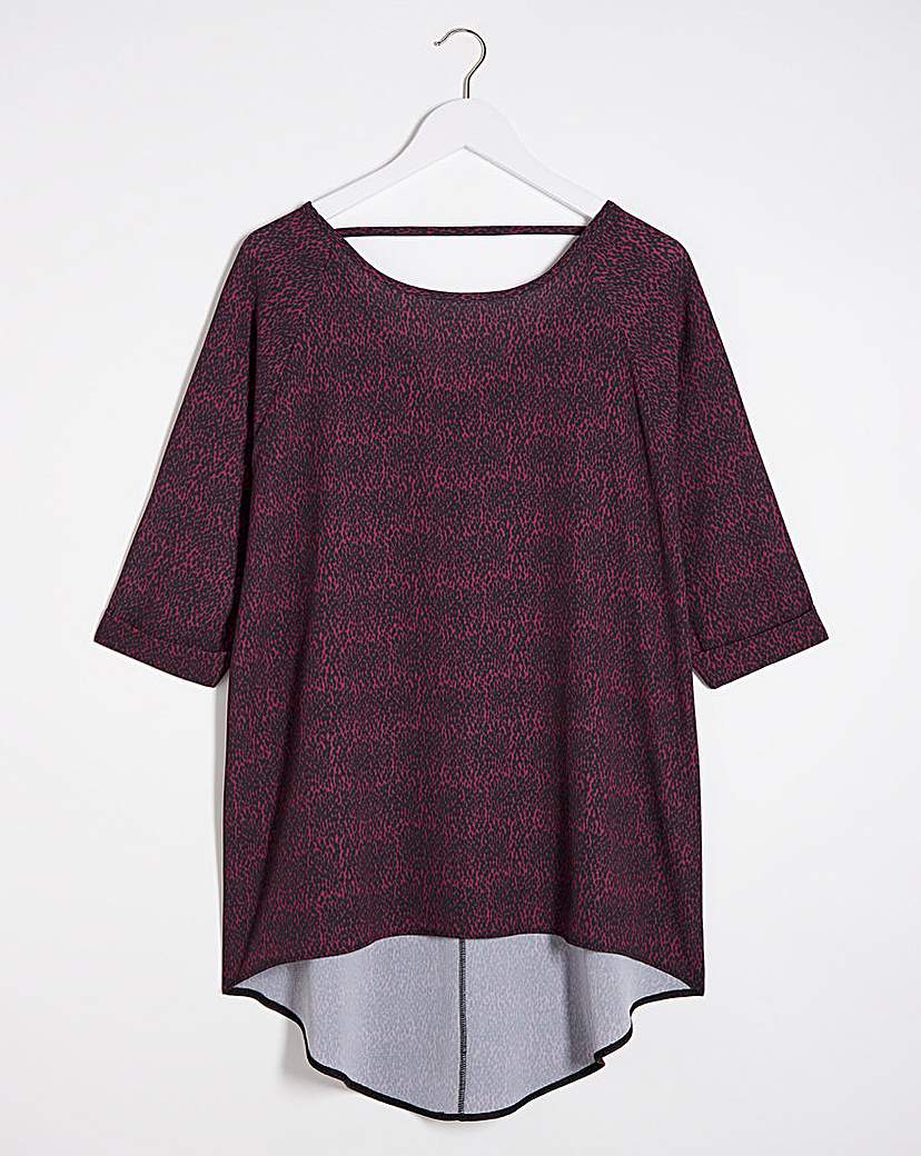 Burgundy Print Dipped Back Cocoon Tunic