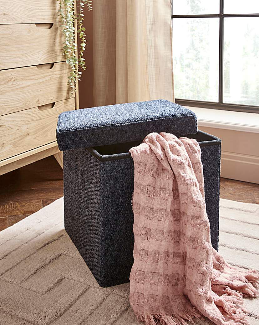 Gray & Osbourn Chenille Storage Ottoman - Navy