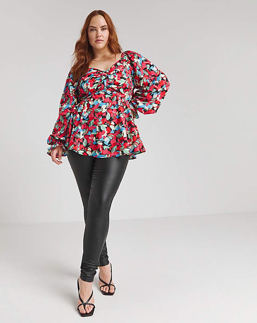 Floral Print Bow Front Blouse