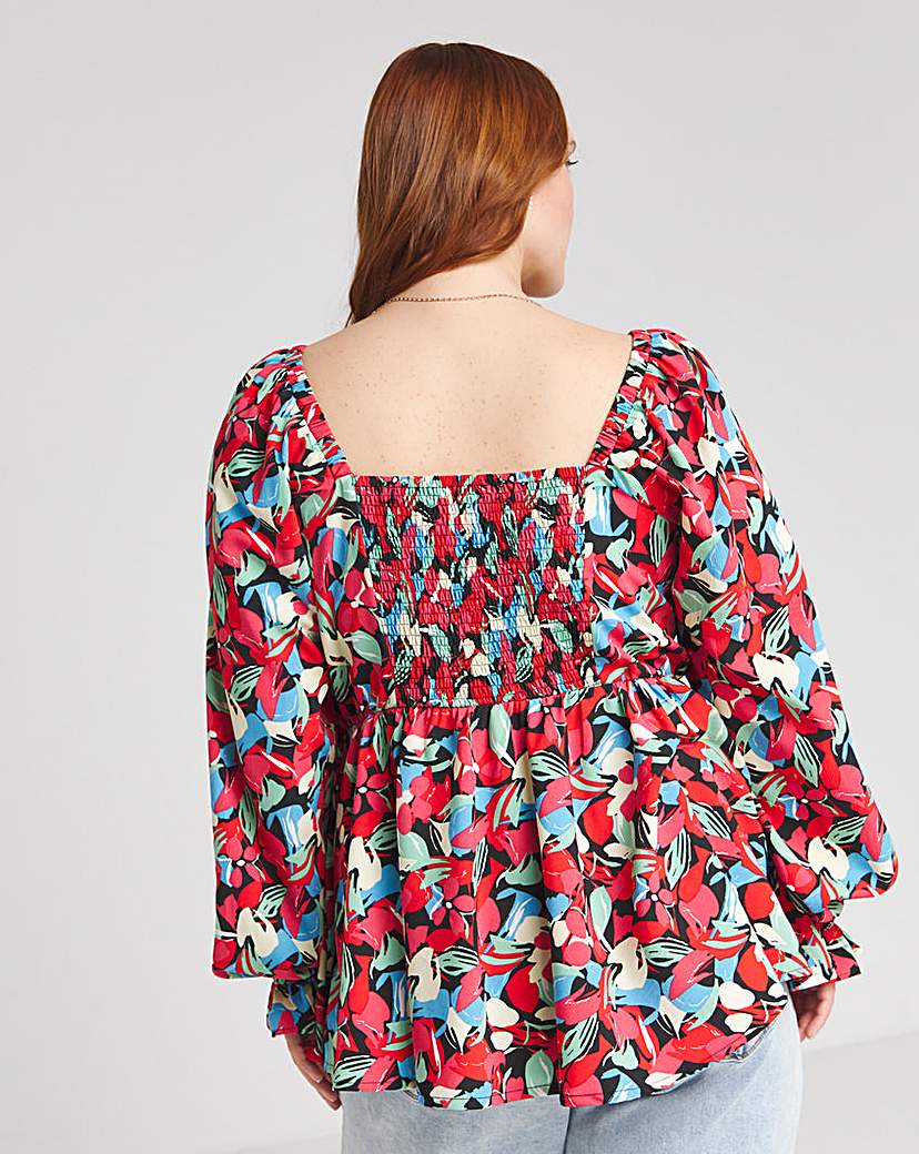 Floral Print Bow Front Blouse