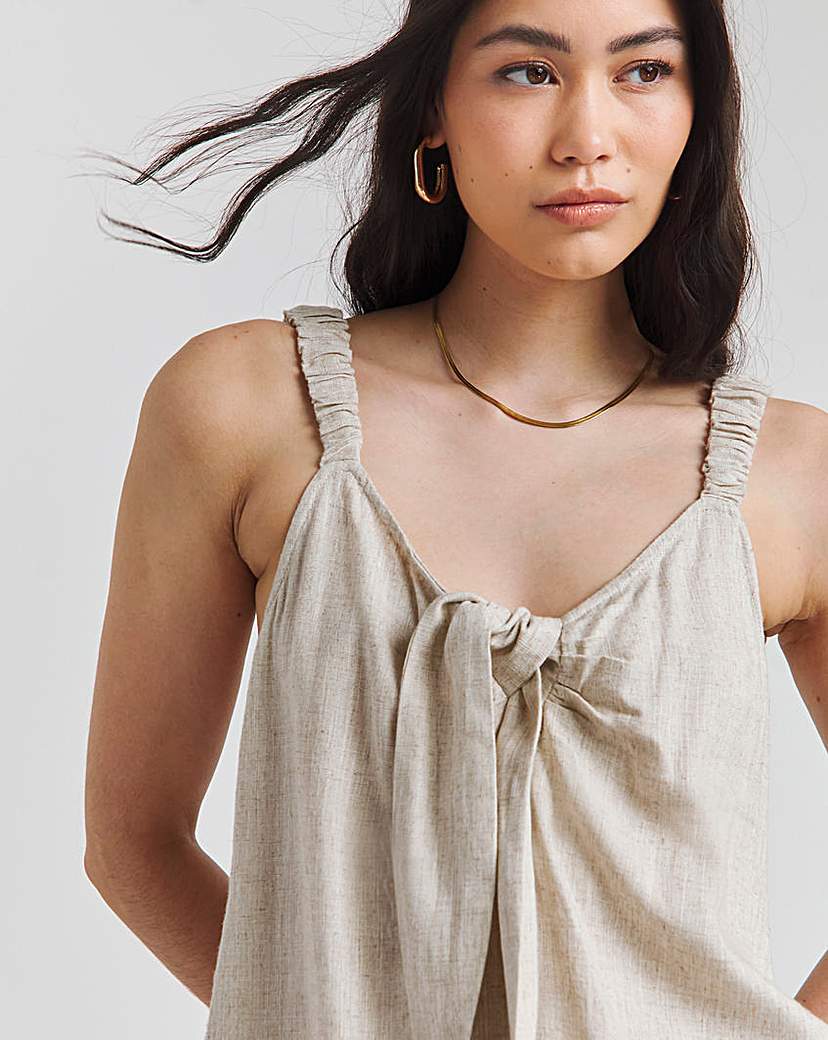 Natural Linen Knot Front Cami