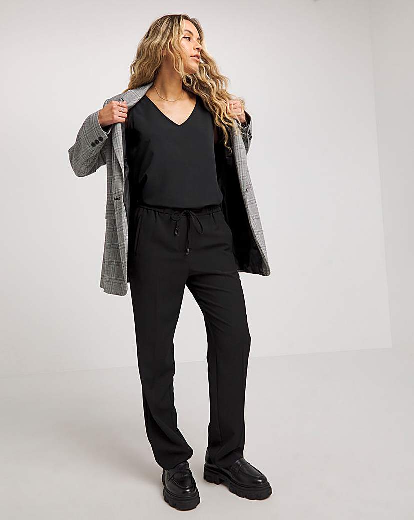 Black V Neck Woven Vest