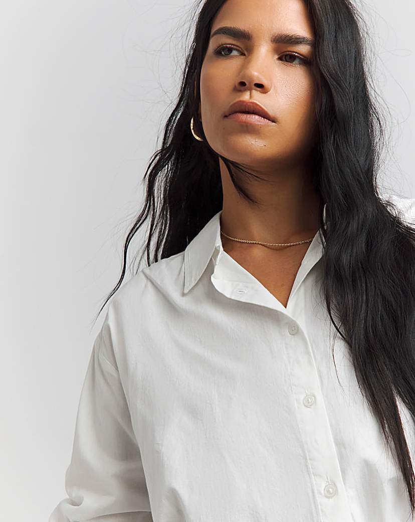 White Relaxed Cotton Poplin Shirt