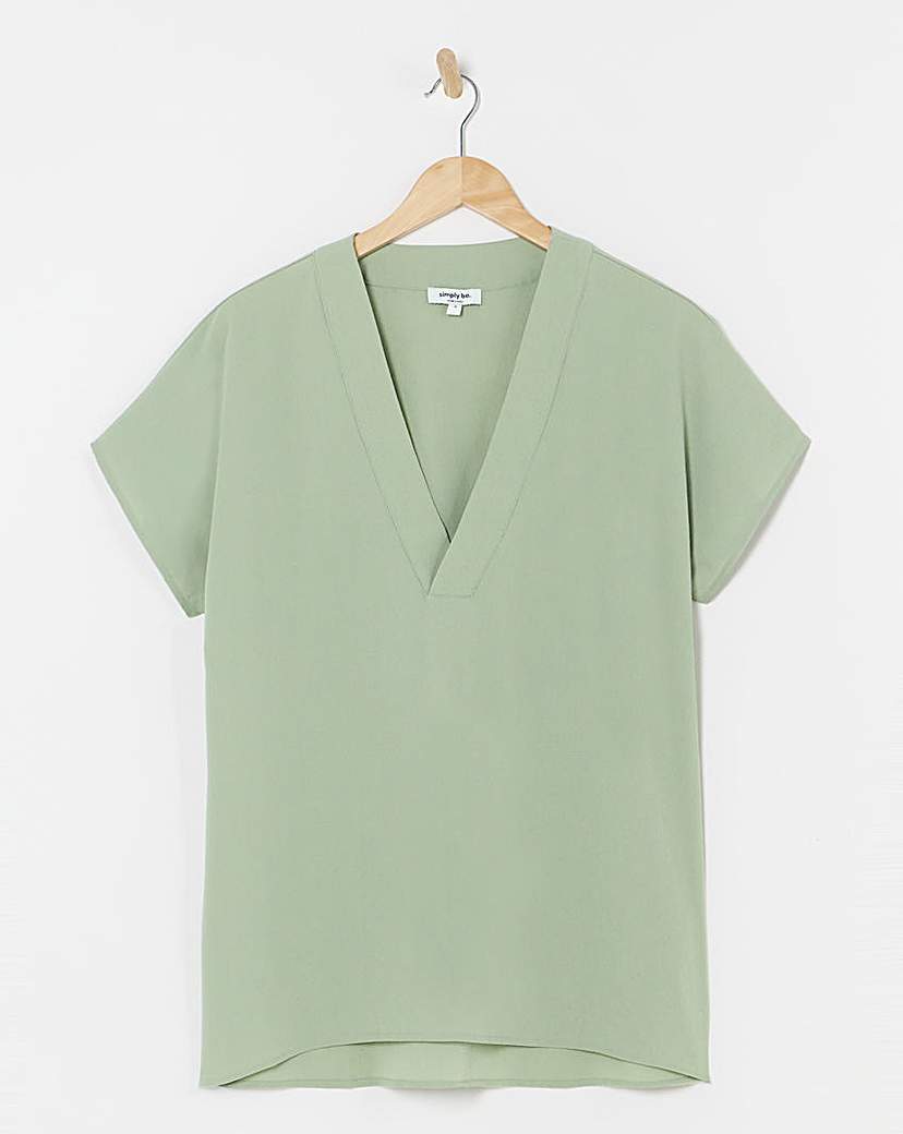 Sage V Neck Boxy Top