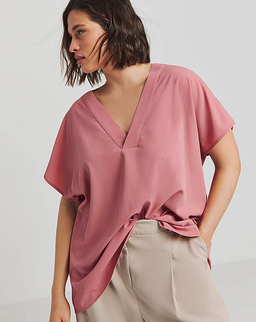 Dusty Rose V Neck Blouse