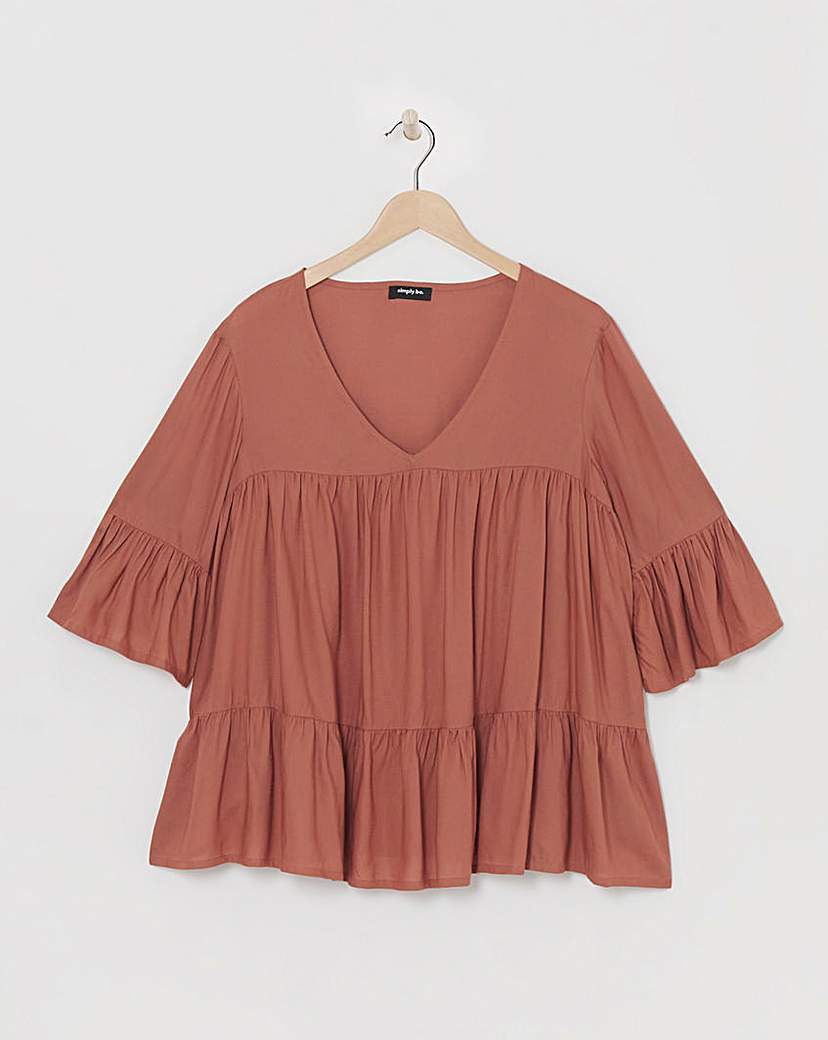 Terracotta Viscose Smock Blouse