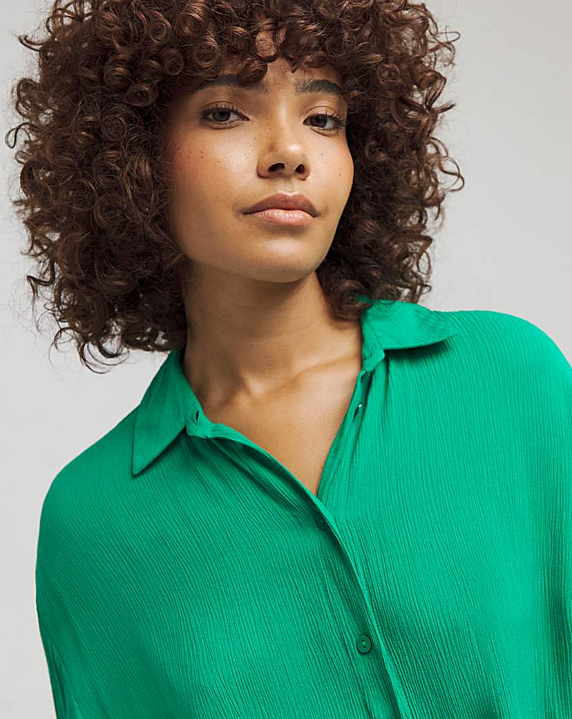 Green Oversized Crinkle Shirt
