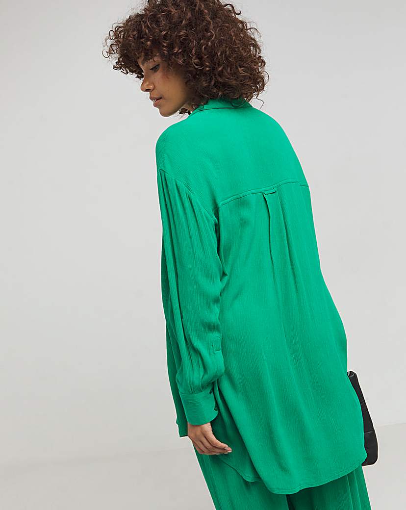 Green Oversized Crinkle Shirt