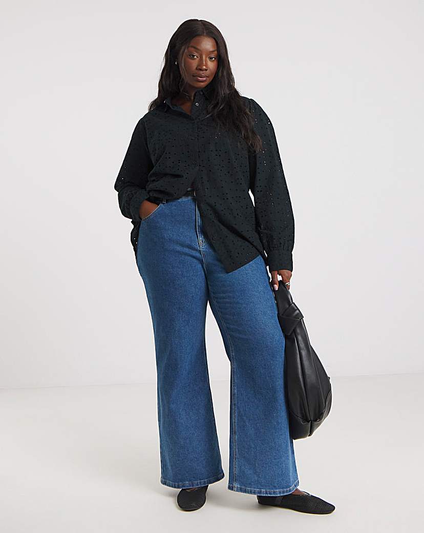 Black Broderie Long Sleeve Shirt