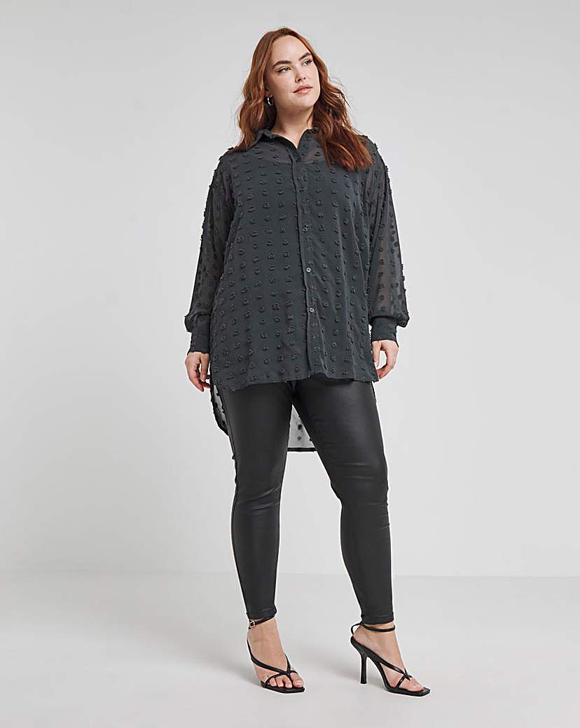 Charcoal Dip Back Dobby Shirt