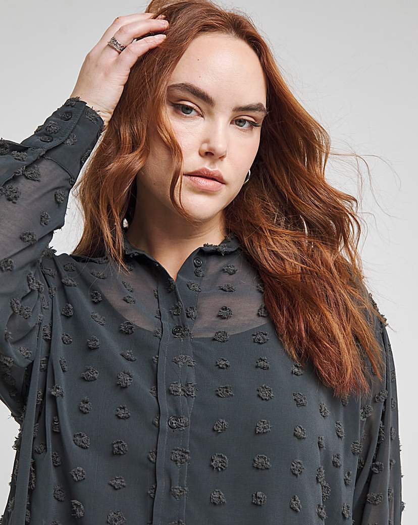Charcoal Dip Back Dobby Shirt