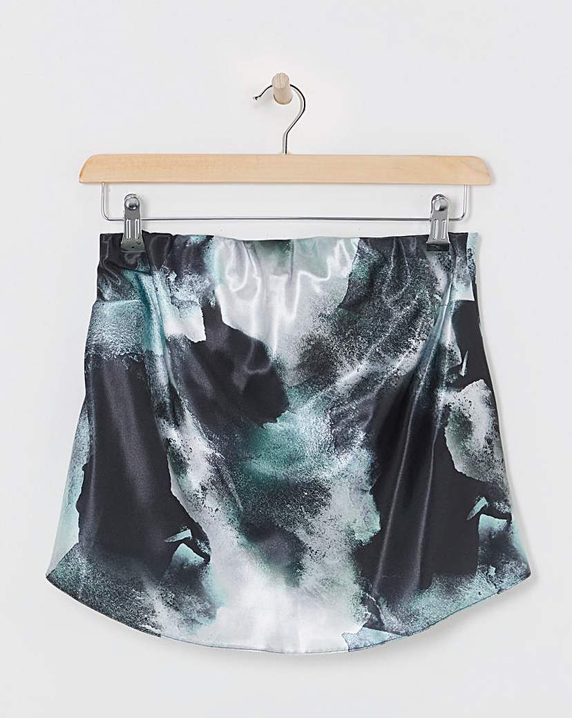 Abstract Print Satin Bandeau Top