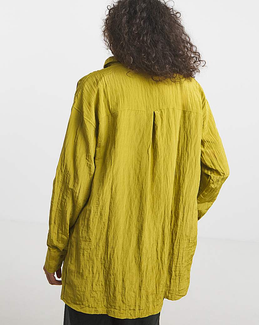 Crinkle Satin Oversized Shirt