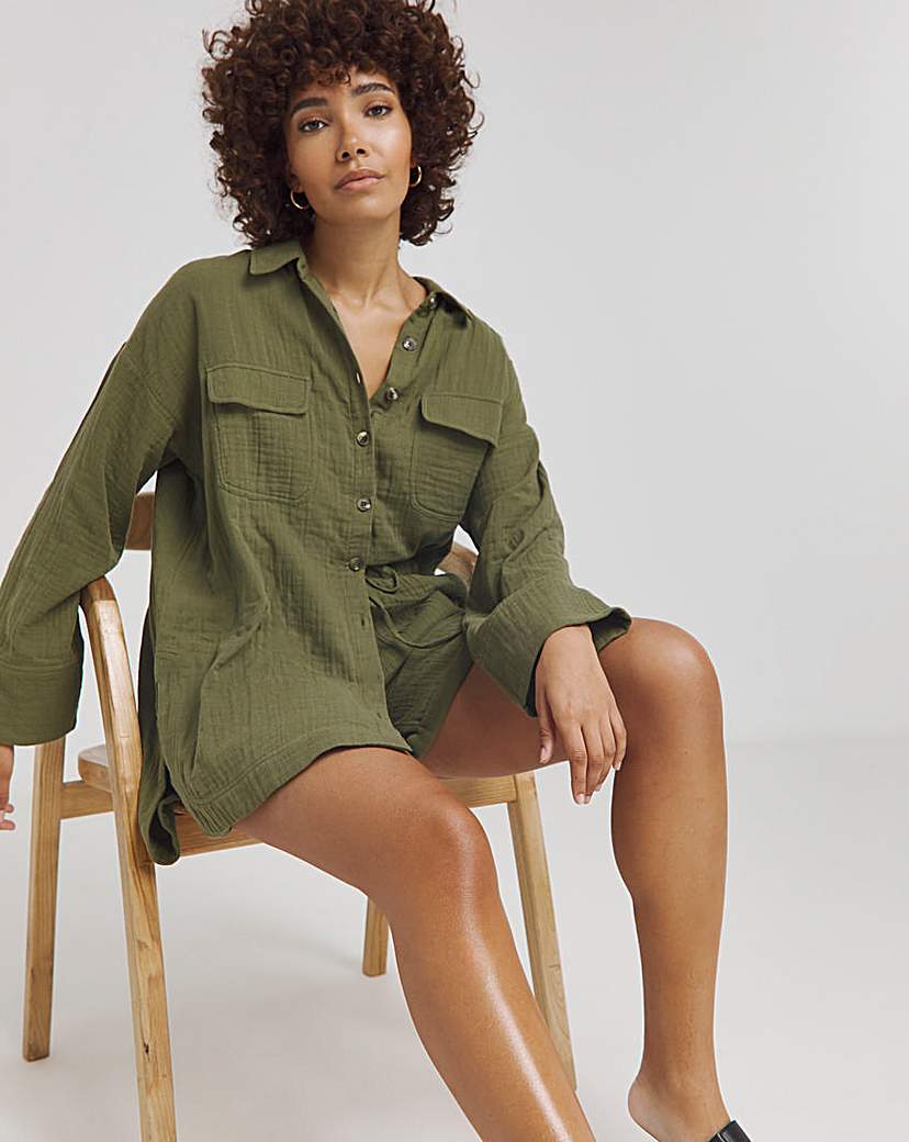 Khaki Cheesecloth Pocket Shirt
