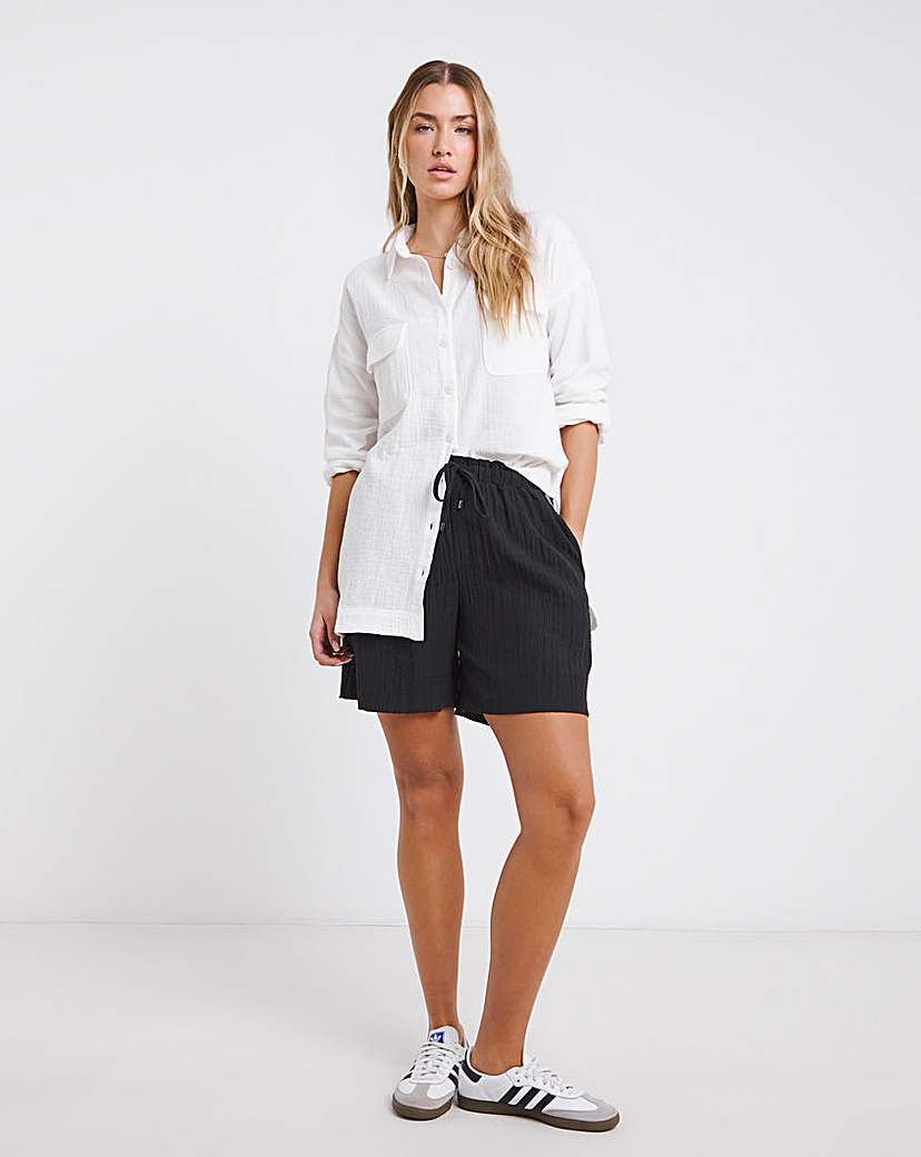 White Cheesecloth Pocket Shirt